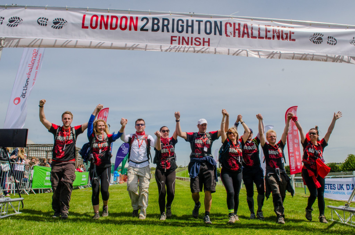 London 2 Brighton Ultra Challenge Participants At Finish Line