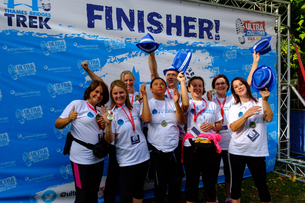 Thames Bridges Trek Participants At Finish Line